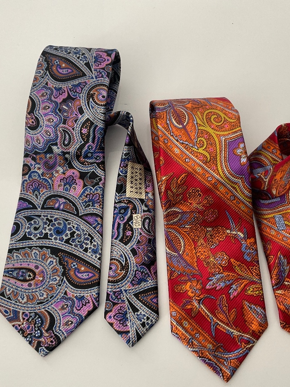 ROBERT TALBOT CARMEL SEVEN FOLD SILK NECKTIES PAISLEY HANDSEWN HANDMADE IN ITALY